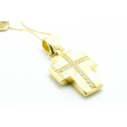 Krzyżyk z żółtego złota z cyrkoniami